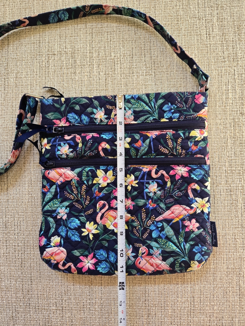Vera Bradley Triple Zip Hipster Flamingo Garden Purse - Picture 12 of 12